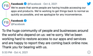 Facebook Response Tweet