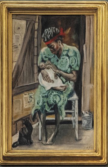 A German émigré to St. Louis, Joseph Paul Vorst (1897-1947) made public art for the Works Progress Administration and taught and created art in the city, including “Mother and Child,” oil on Masonite, circa 1940.