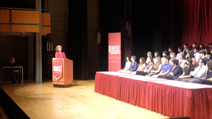Elizabeth Kellogg addresses students who completed the STARS program during a confirmation ceremony