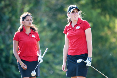 UMSL Tritons golfers Shwete Galande (left) and Daniela Viotti