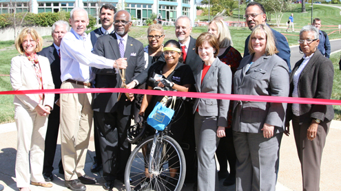 Campus trail officially opens with lots of ribbons, bikes