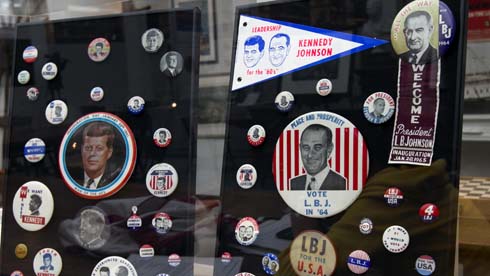 Buttons, cartoons, hanging chads highlight Mercantile exhibit