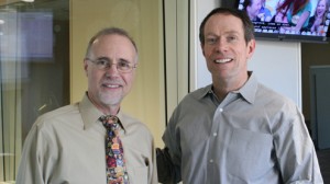 UMSL Chancellor Tom George (left) and KMOX's Charlie Brennan
