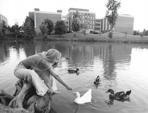 UMSL student at Bugg Lake