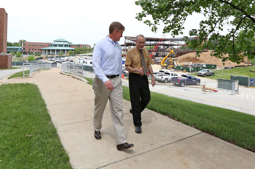 Missouri Attorney General Chris Koster received an up-close look at the University of Missouri–St. Louis campus during a half-day visit May 22 with Chancellor Tom George.