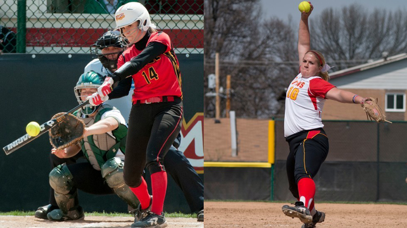 UMSL students  Madison Zbaraschuk (14) and Brittni Chapman 