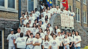 Honors college students in front of Normandie Hall