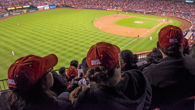 UMSL Night at the Ballpark is Sept. 4. Festivities include a pre-game reception, an exclusive field visit and limited edition St. Louis Cardinals baseball caps.