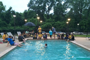 Incoming freshmen try out Oak Hall's pool along with New Student Orientation leaders as a part of the Triton Overnight Experience. 