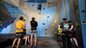 Climbing the new climbing wall