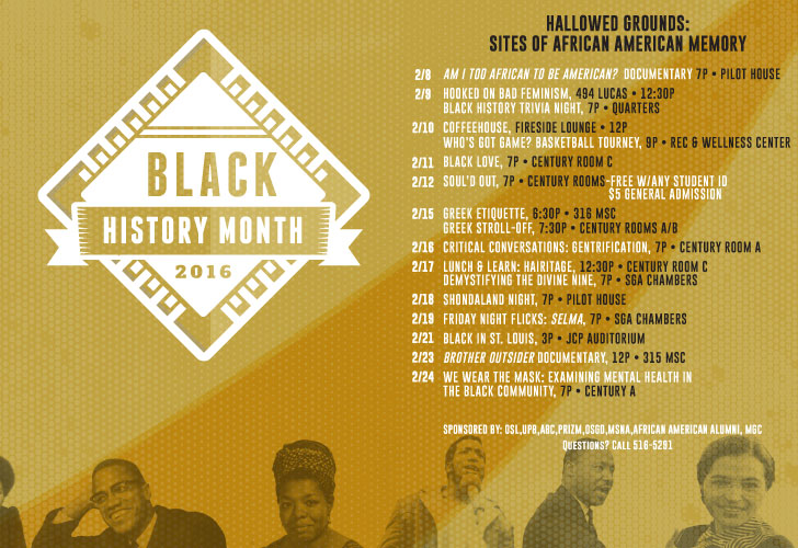 UMSL's Black History Month 2016 lineup