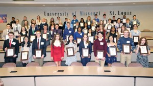 More than 50 of the region's best junior-level high school science students received the Distinguished Achievement Award for Excellence in Science from UMSL's College of Arts and Sciences. (Photo by August Jennewein)