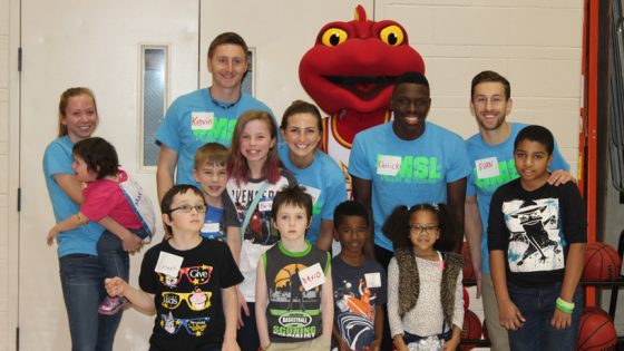 UMSL student-athletes with Wish kids