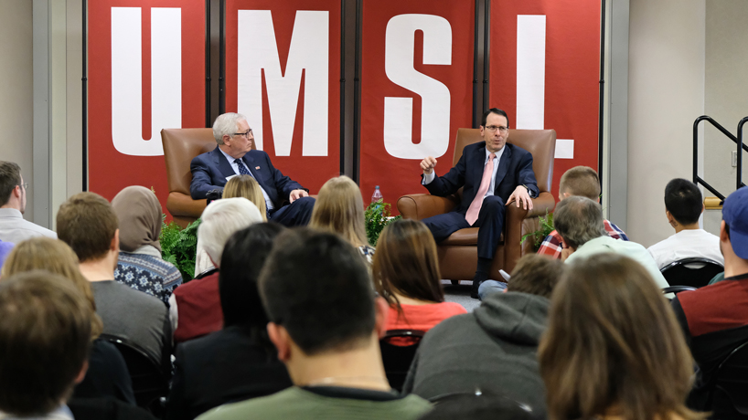AT&T CEO shares wisdom with UMSL business students
