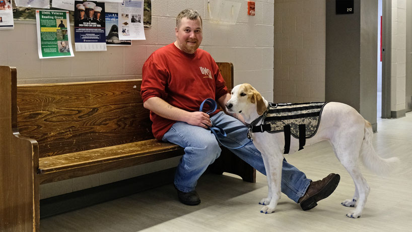 Bill Schnarr and Babe pave way at UMSL for student veterans with service animals