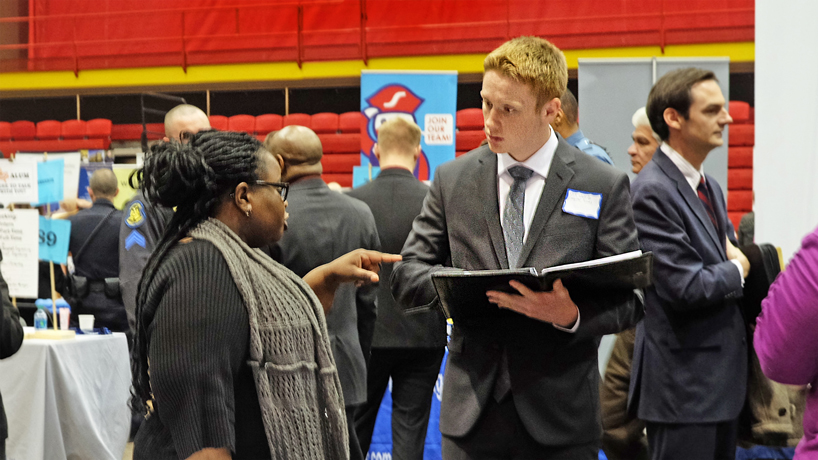 Dressed to impress, resumes in hand: UMSL students, alumni get their feet in the door at Spring Career Fair