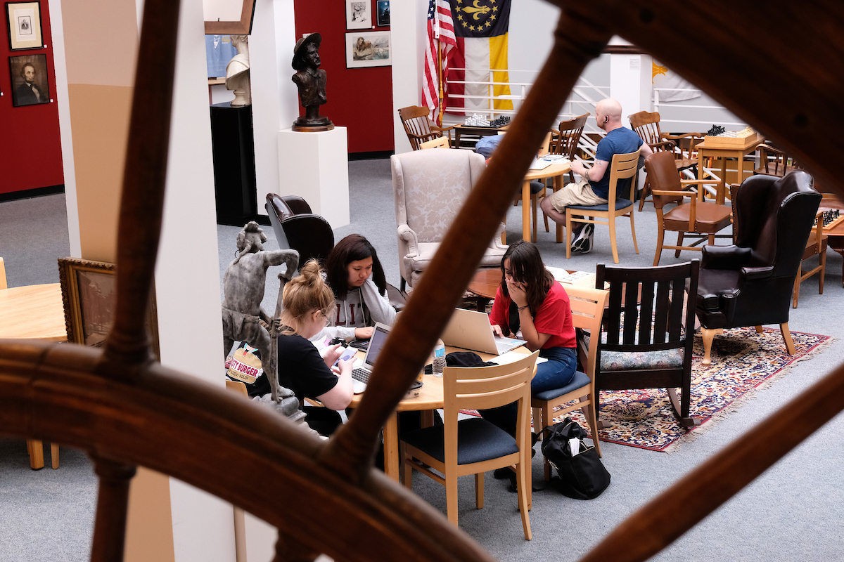 Students studying in Mercantile Library