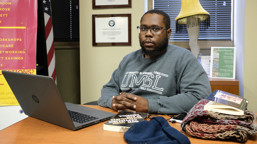 Student veteran Miron Clay-Gilmore plans to pursue PhD in philosophy after completing degree at UMSL