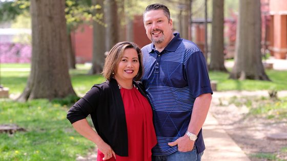 After a collective 40 years of nursing experience, Marianne and Lance Huff returned to school to earn their BSN degrees in the College of Nursing. Marianne will be graduating this spring. (Photo by August Jennewein).