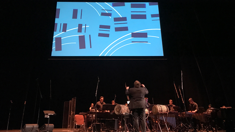 Design students team with UMSL Percussion Ensemble on animated performance of ‘Stained Glass’