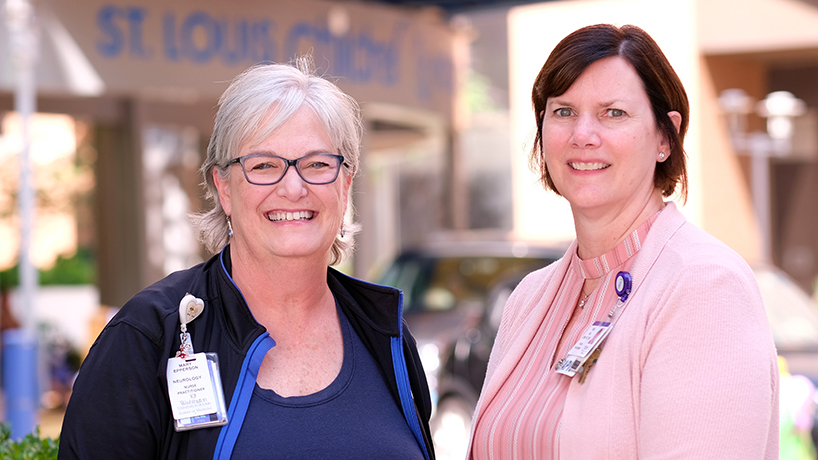 College of Nursing alumni Mary Epperson (left) and Pamela Piel were recipients of 2019 St. Louis Magazine Excellence in Nursing Awards. (Photos by August Jennewein)