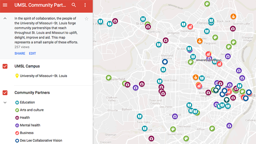 Enhancing lives locally: A sampling of UMSL community partnerships mapped