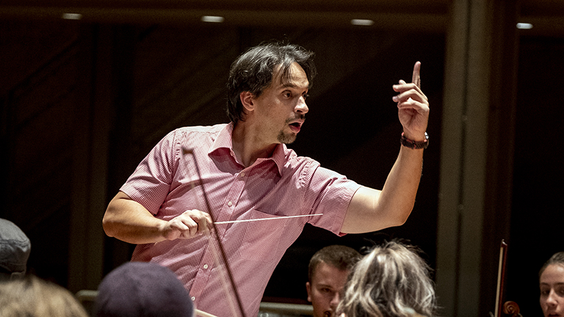 On Tuesday, St. Louis Public Radio's "St. Louis on the Air" featured Darwin Aquino, UMSL assistant teaching professor of music and director of orchestral studies. (Photo by August Jennewein)