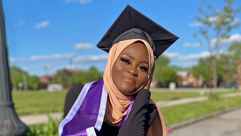 This spring Amina Muhando graduated from the UMSL College of Nursing with her BSN. She's now a nurse on the cardiology floor at Barnes Jewish Hospital. (Photos courtesy of Amina Muhando.)