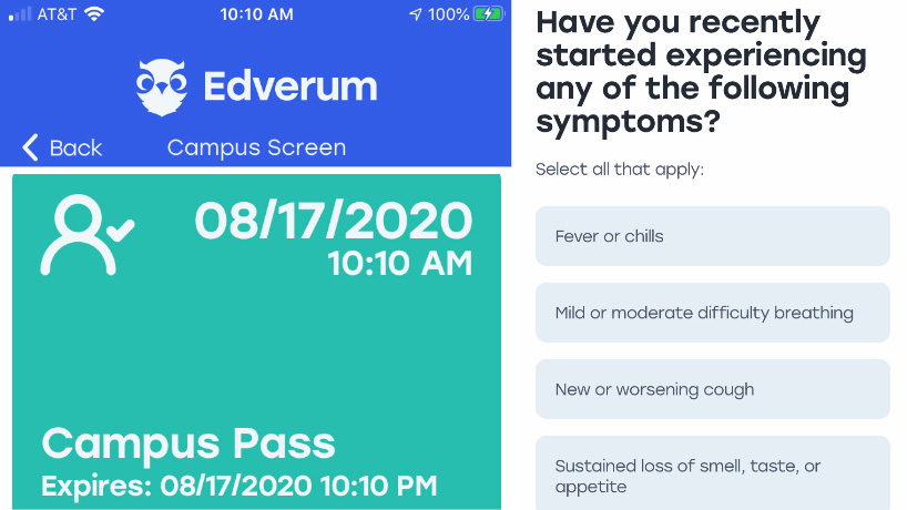 Campus Screen app assists students, faculty and staff monitoring their own health daily