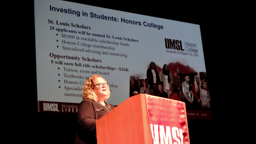 Chancellor Kristin Sobolik highlights UMSL’s continued commitment to student success in annual address