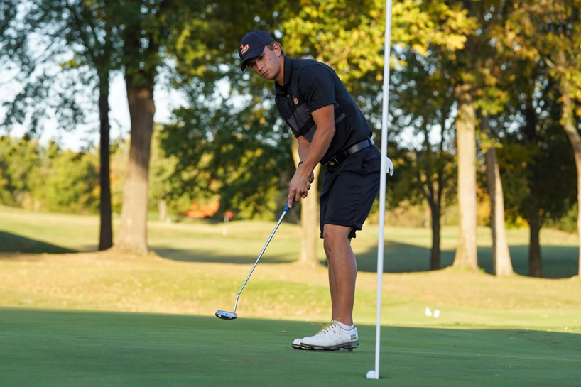 UMSL golfer Nick Hedberg watched a putt fall into the hole at Fox Run Golf Club