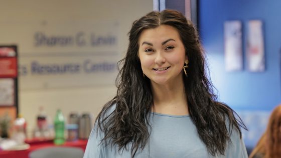 Natalie Orf in the Sharon G. Levin Economics Resource Center