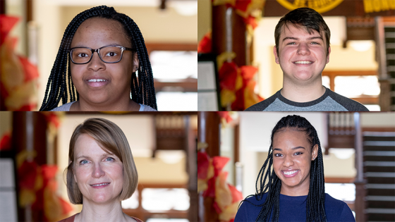 Clockwise, from left: students Aliyah Jones, Garrett Boyce and Alaina Dorsey and Associate Dean of the Honors College Kim Baldus