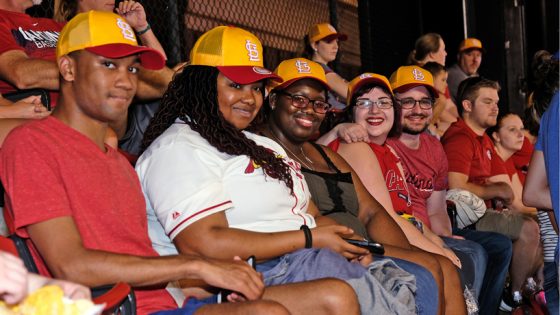 UMSL alumni watch a Cardinals game at Busch Stadium