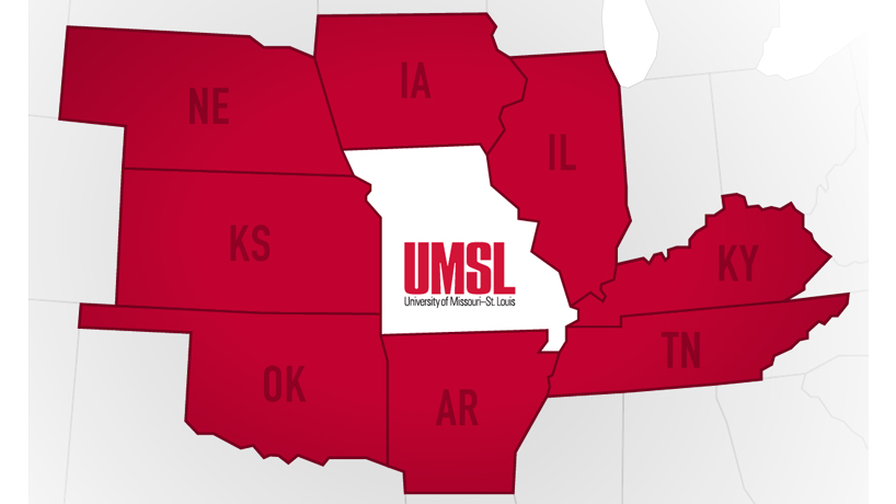 Gateway Scholarship Program providing in-state tuition to new UMSL students from 8 surrounding states