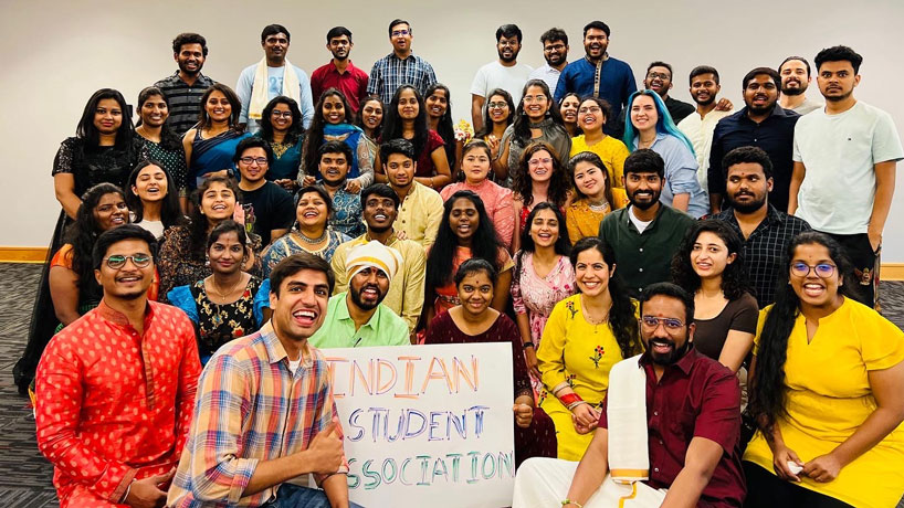 Members of the Indian Student Association pose for photo