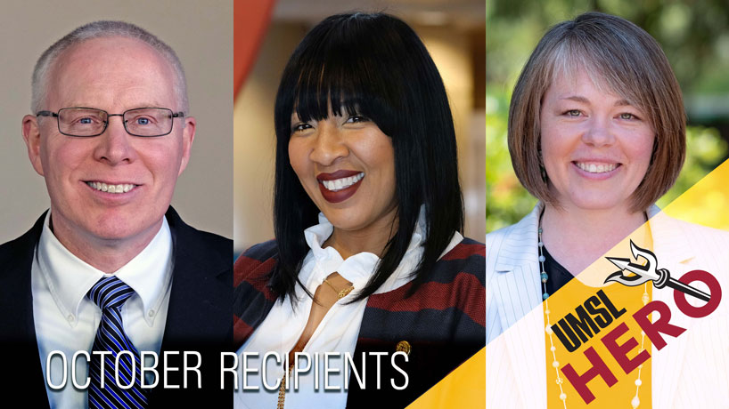 Randall Vogan, Channon Peoples and Erin Whitteck receive UMSL Hero Awards