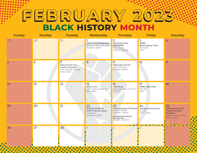 2023 Black History Month calendar - UMSL Daily | UMSL Daily