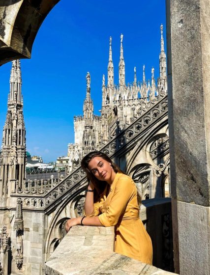 Christina Karam stands atop Duomo di Milano