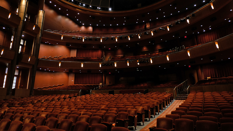 The view of the seats inside Anheuser-Busch Performance Hall