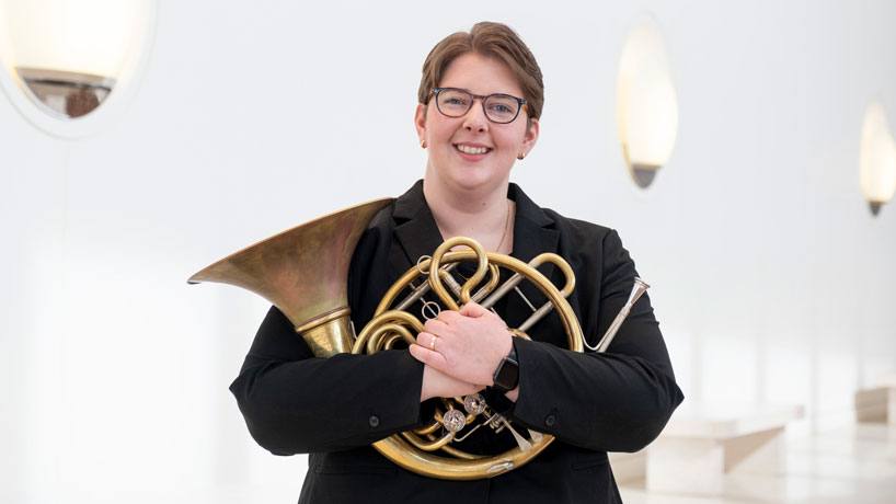 Music education student Sara Mullins performs with College Band Directors National Association’s intercollegiate band