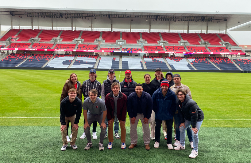 Sport management students on the field at CITYPARK