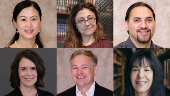2023 sabbatical awardees Gaiyan Zhang, Lea-Rachel Kosnik, Nathan Muchhala, Rebecca Rogers, Eric Wiland and Deborah Cohen
