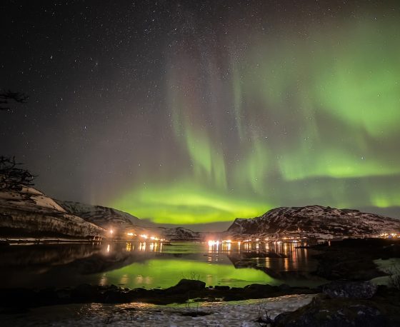 Green sky above Tromso, Norway