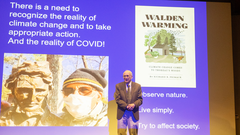 Richard B. Primack highlights how climate change is hitting famed Walden Pond during Jane and Whitney Harris Lecture
