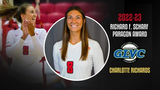 Graphic commemorating Charlotte Richards as the 2023 GLVC Scharf Paragon Award recipient