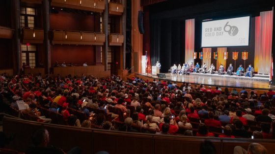University of Missouri-St. Louis students, faculty, staff and family members attended convocation inside the Touhill performing arts center.