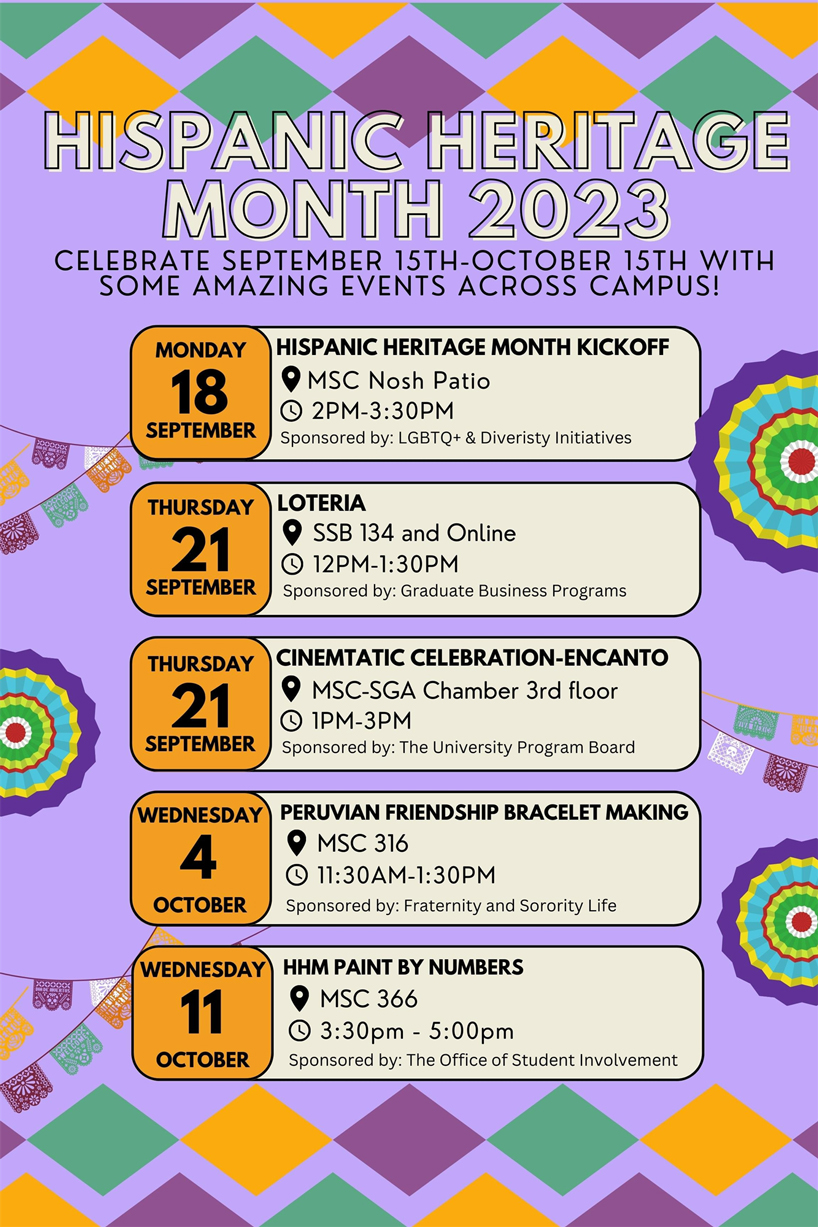 Celebrate Hispanic Heritage Month with Events Around Campus 