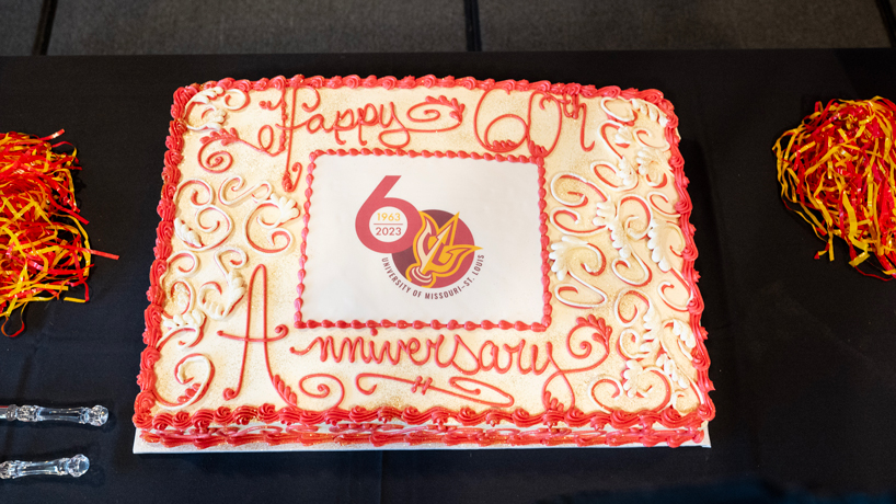 Red & Gold Day 60th anniversary cake