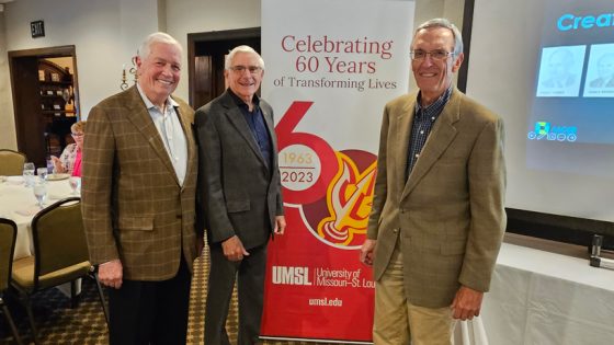 Former College of Business Administration deans Charles E. Hoffman, Keith Womer and Robert Nauss at Glen Echo Country Club